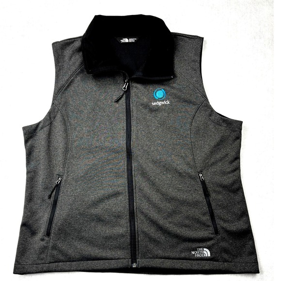 The North Face Jackets & Blazers - The North Face Womens XXL Gray WindWall Softshell Full Zip Vest Sedgwick Logo